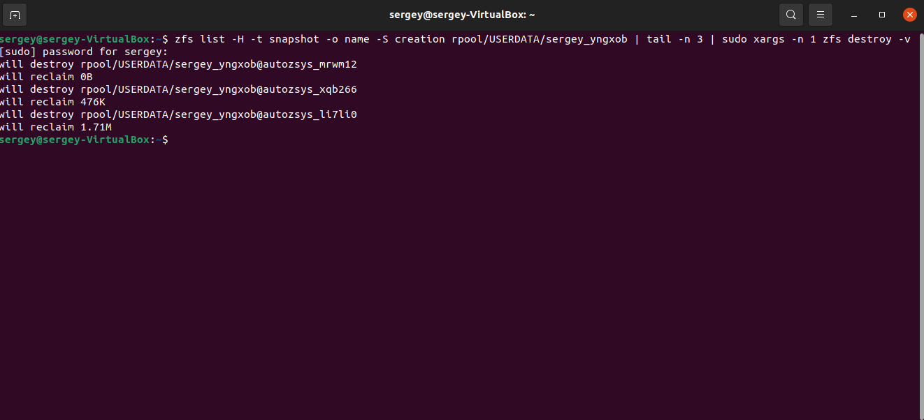 ZFS File System & Snapshot Management
